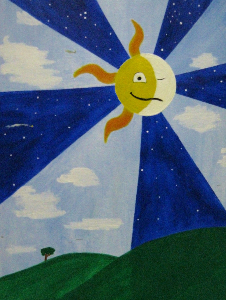 sun, moon, night, day, hills